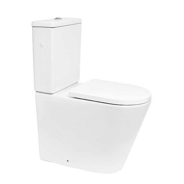 SWISS AQUA TECHNOLOGIES - Brevis ensemble WC à poser PMR sans bride  & mécanisme de chasse GEBERIT + abattant SoftClose, blanc brillant (SATBRE32G) - large