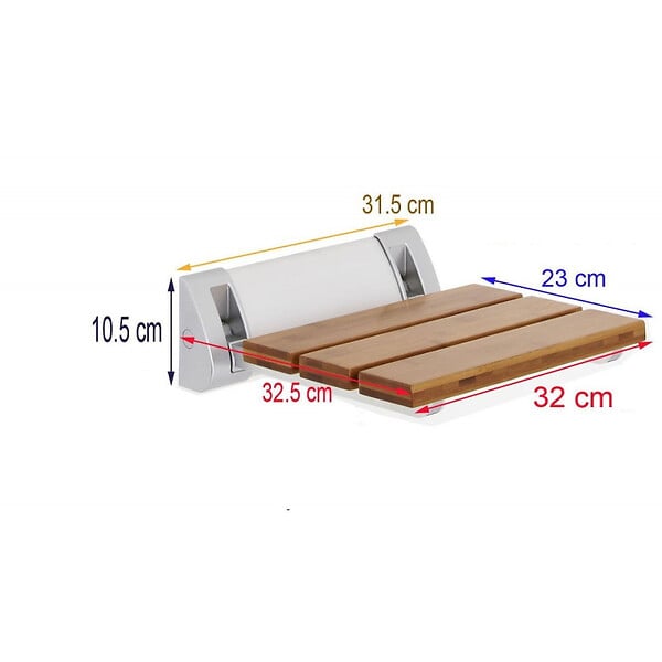 SIKO - Multi Siège de douche rabattable en bois avec support, Marron (SEDWOOD) - large