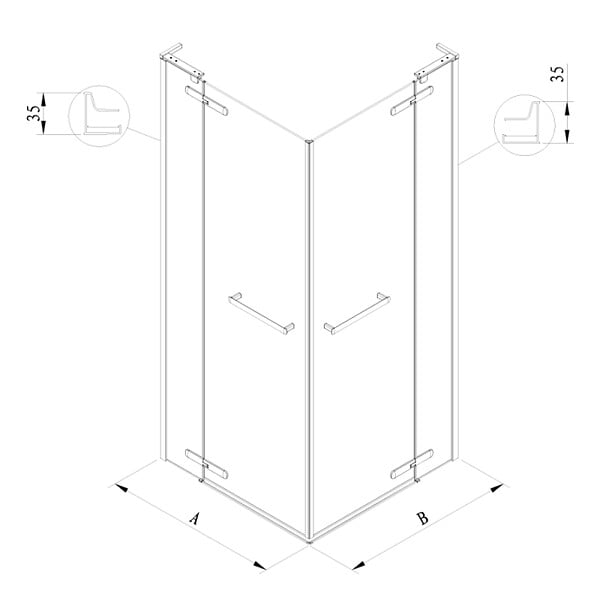 SWISS AQUA TECHNOLOGIES - TGD NEW 100x100 cm cabine de douche carrée avec profilé magnétique, verre transparent EasyClean (SATTGDN100100) - large