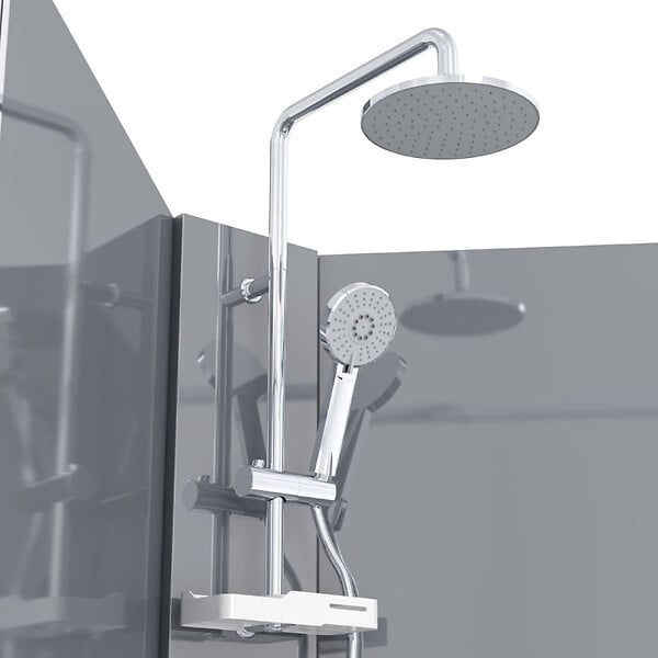 SWISS AQUA TECHNOLOGIES - Projet 90x90 cm set cabine de douche carrée en verre sécurit avec receveur, système de douche et profilés (SATPROBOXQ90CRT) - large