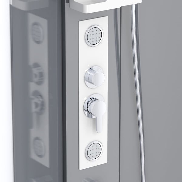 SWISS AQUA TECHNOLOGIES - Projet 90x90 cm set cabine de douche carrée en verre sécurit avec receveur, système de douche et profilés (SATPROBOXQ90CRT) - large