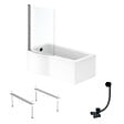 IDEAL STANDARD - Pack baignoire bain douche 170 x 80 cm droite Connect Air + tablier + pare bain fixe  + pieds + vidage Doré - vignette