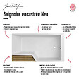 JACOB DELAFON - Pack baignoire bain douche antidérapante 180 x 90 Neo version gauche + pare bain noir mat + tablier niche - vignette