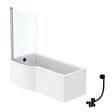 IDEAL STANDARD - Pack baignoire bain douche 170 x 80 cm gauche Connect Air + tablier + pare bain fixe + vidage Noir mat - vignette