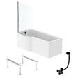 IDEAL STANDARD - Pack baignoire bain douche 170 x 80 cm gauche Connect Air + tablier + pare bain fixe  + pieds + vidage Noir mat - vignette