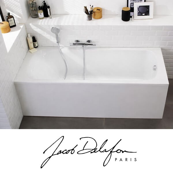JACOB DELAFON - Baignoire droite 170 X 75 Brive avec vidage chromé - large