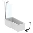 IDEAL STANDARD - Pack baignoire bain douche 170 x 80 cm gauche Connect Air + tablier + pare bain avec volet + vidage Chromé - vignette