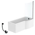 IDEAL STANDARD - Pack baignoire bain douche 170 x 80 cm droite Connect Air + tablier + pare bain fixe + vidage Noir mat - vignette