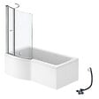 IDEAL STANDARD - Pack baignoire bain douche 170 x 80 cm droite Connect Air + tablier + pare bain fixe + vidage Chromé - vignette
