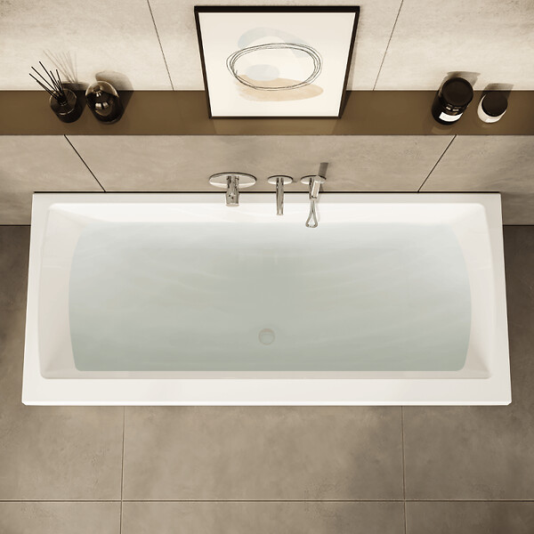 VITRA - Baignoire rectangulaire VitrA Neon 180x80cm + Pare bain gauche AURYS Mist 1 chromé profilé gauche + vidage chromé - large