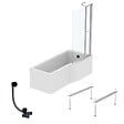 IDEAL STANDARD - Pack baignoire bain douche 170 x 80 cm droite Connect Air + tablier + pare bain avec volet  + pieds + vidage Noir - vignette