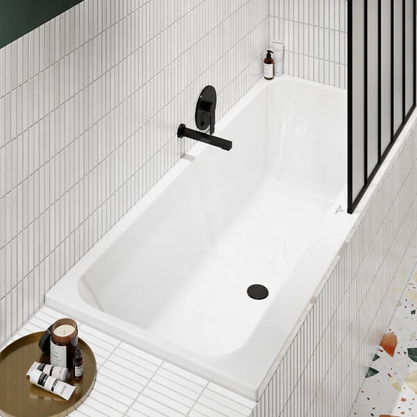 VILLEROY ET BOCH - Baignoire droite 150 x 70 Architectura + Pieds + Vidage de baignoire noir - large