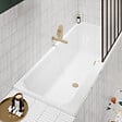 VILLEROY ET BOCH - Baignoire droite 180 x 80 Architectura + Vidage de baignoire doré - vignette