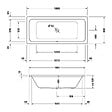 DURAVIT - Baignoire droite 180 X 80 D-Code acrylique bonde au centre + vidage chromé - vignette