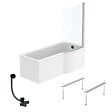 IDEAL STANDARD - Pack baignoire bain douche 170 x 80 cm droite Connect Air + tablier + pare bain fixe  + pieds + vidage Noir mat - vignette