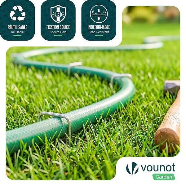 VOUNOT - Lot de 50 piquets de fixation U 150x30mm avec 25 Rondelles de fixation plastique - large