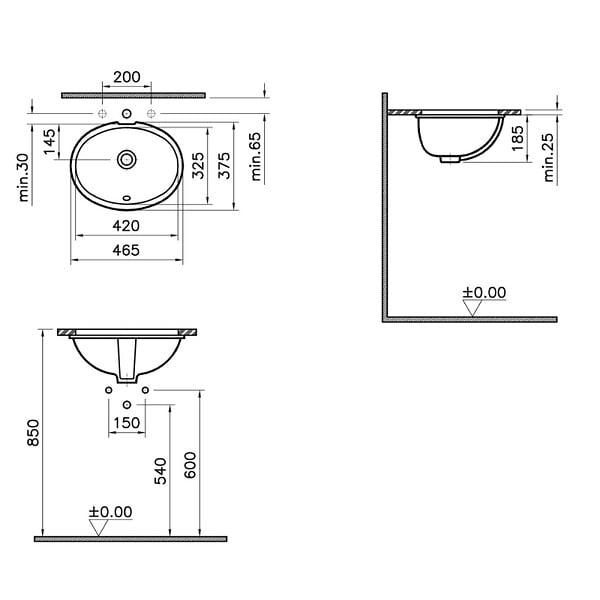 VITRA - Vasque à encastrer par le dessous VitrA S20 42 cm - large