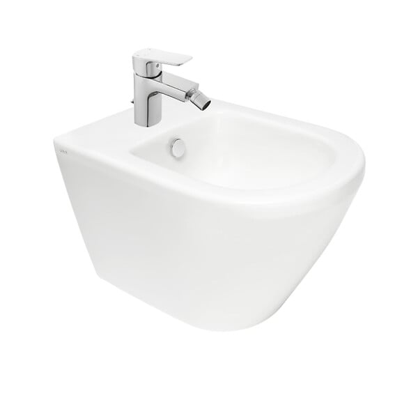 VITRA - Vitra Integra bidet suspendu 35,5x54 cm + trop-plein + Optima Cube Way by Siko Mitigeur bidet (7042-0288CU235) - large