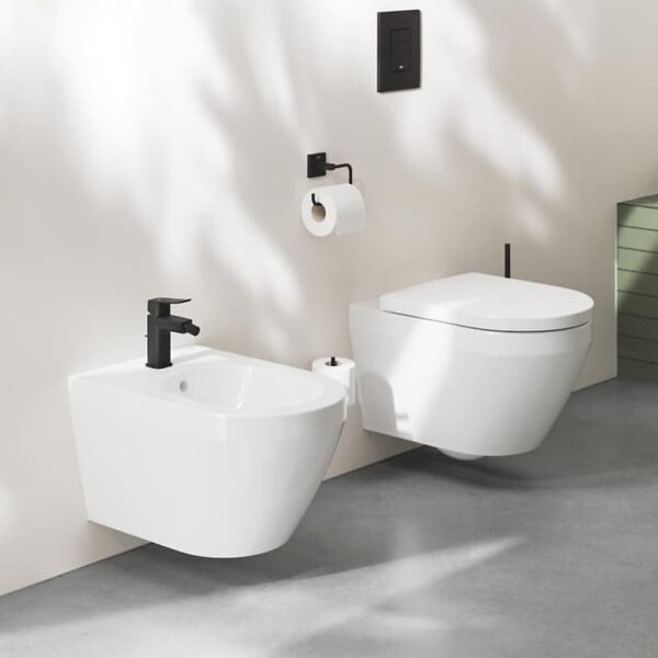 GROHE - Dice mitigeur monocommande de bidet à levier avec vidage, noir mat (1018772430) - large