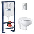 GROHE - SOLIDO Pack Bâti-support + Cuvette suspendue + Abattant + Plaque chrome - vignette