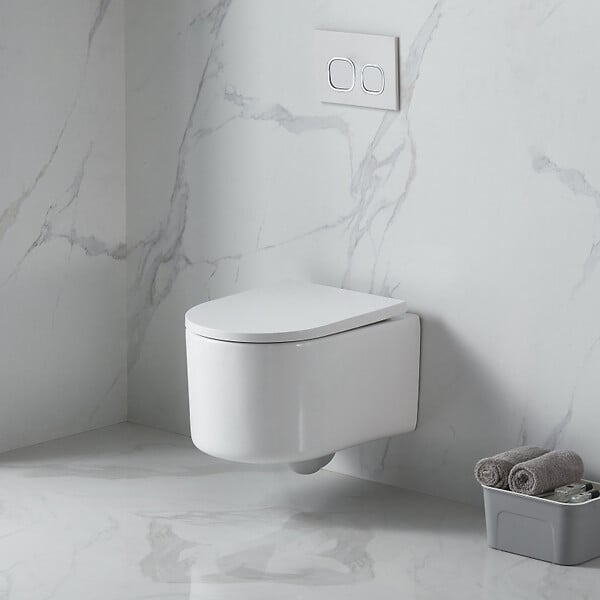 GROHE - Pack WC Bâti-support + WC sans bride Vortex SAT Delano + Abattant softclose + Plaque Chrome - large