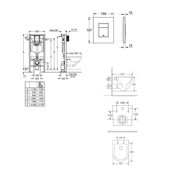 GROHE - SOLIDO Pack Bâti-support + cuvette + Plaque chrome + Set de montage - large