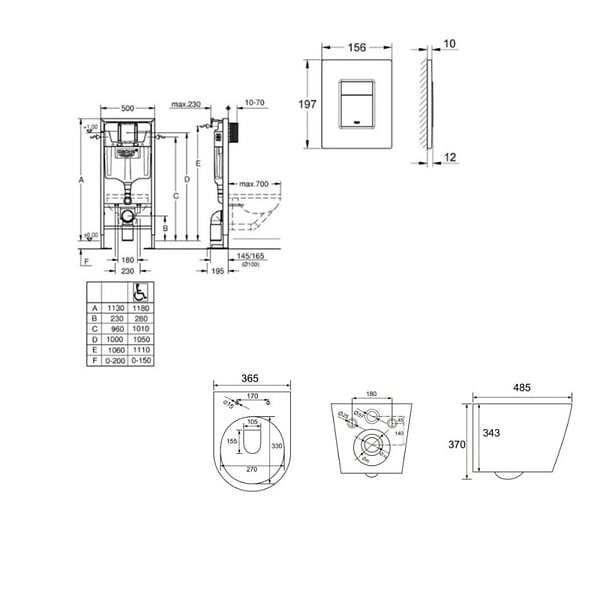 GROHE - SOLIDO Pack Bâti-support + WC suspendu + Plaque chrome + Set de montage - large
