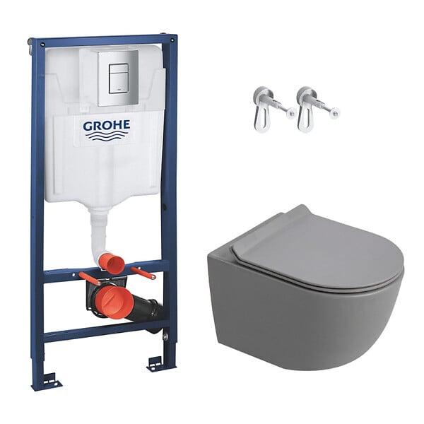 GROHE - Rapid SL pack WC bâti-support + WC suspendu sans bride Ceramia PixL avec abattant SoftClose + plaque (GRRCEPXGRMT03FR-FS) - large
