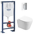 GROHE - Pack WC Bati support autoportant + WC SAT sans bride + Abattant Soft close + Plaque chrome - vignette