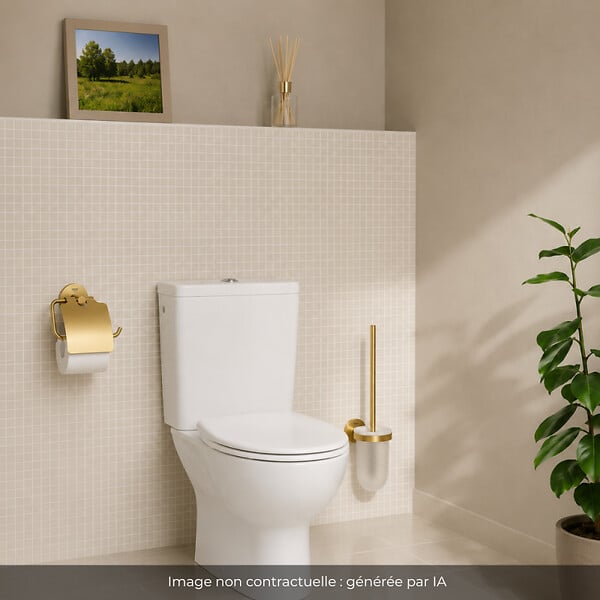 GROHE - WC à poser sans bride Quickfix + Abattant frein de chute + Dérouleur papier mural + Porte-balai Cool Sunrise - large