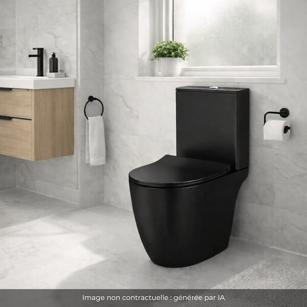 VITRA - WC à poser sans bride VitrA Sento + abattant slim freinde chute noir mat - large
