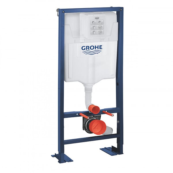 GROHE - Pack WC bâti-autoportant Rapid SL + WC SAT rimless fixations invisibles + Abattant softclose + Plaque chrome - large