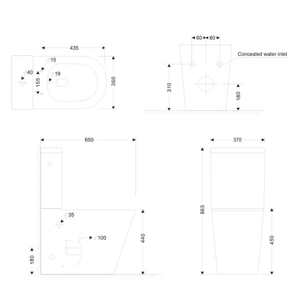 SWISS AQUA TECHNOLOGIES - Brevis cuvette WC à poser sans bride avec abattant SoftClose, avec fonction bidet, vendue sans réservoir, blanc (SATBRE36BFCB) - large