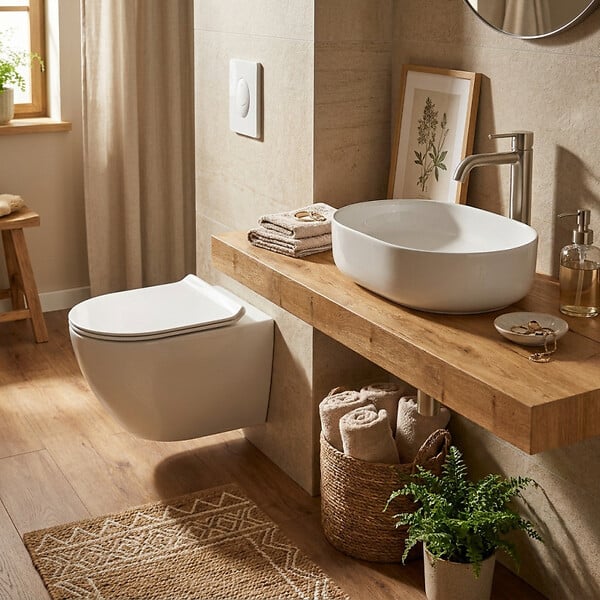 GROHE - Pack WC bâti-support 2en1 + WC suspendu sans bride Siko avec abattant SoftClose + plaque Grohe (GRRCEWT01FR-FS) - large