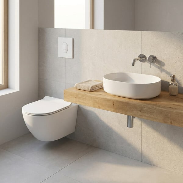 GROHE - Pack WC bâti-support 2en1 + WC suspendu sans bride Siko avec abattant SoftClose + plaque Grohe (GRRCEWT01FR-FS) - large