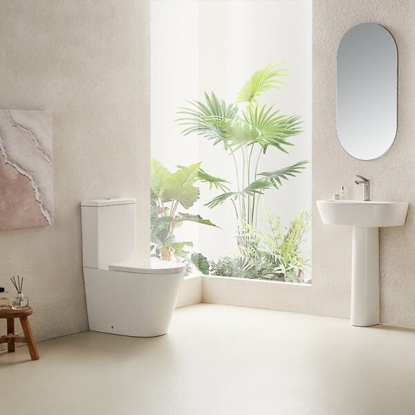 SWISS AQUA TECHNOLOGIES - Project ensemble WC à poser sans bride & mécanisme de chasse GEBERIT + abattant SoftClose, blanc brillant (SATPRO31G) - large