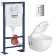 GROHE - Pack WC Bâti autoportant Solido + WC sans bride SAT fonction bidet thermostatique + Plaque chrome - vignette