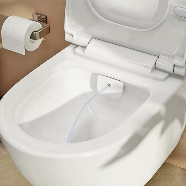 GROHE - Pack WC Bâti autoportant Solido + WC sans bride SAT fonction bidet thermostatique + Plaque chrome - large