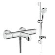 HANSGROHE - Pack mitigeur baignoire thermostatique Ecostat 1001 CL chromé + Ensemble de douche Crometta 2 jets blanc/chromé - vignette