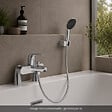 GROHE - Mitigeur baignoire mécanique Swift avec colonnettes Idro'Flex + Douchette 2 jets Start + Flexible + Support - vignette