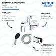 GROHE - Mitigeur baignoire mécanique Swift avec colonnettes Idro'Flex + Douchette 2 jets Start + Flexible + Support - vignette