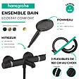 HANSGROHE - Pack mitigeur bain douche thermostatique Ecostat Comfort + Flexible Isiflex + Pommeau Raindance Select 3jets noir mat - vignette