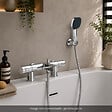 GROHE - Mitigeur baignoire thermostatique Precision Get avec colonnettes Idro'Flex + Douchette 2 jets Comfort + Flexible + Support - vignette