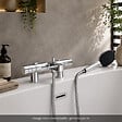 GROHE - Mitigeur baignoire thermostatique Grohtherm 800 Cosmopolitan 1/2 avec colonnettes Idro'Flex + Douchette 2 jets Comfort + Flexible - vignette