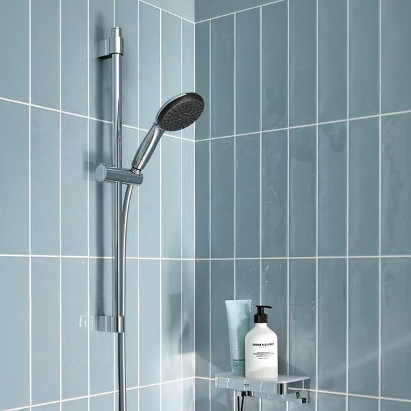 GROHE - Mitigeur baignoire mécanique Swift avec colonnettes Idro'Flex + Barre de douche chromée - large
