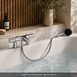GROHE - Mitigeur baignoire thermostatique Precision Trend avec colonnettes Idro'Flex + Douchette 2 jets Start + Flexible - vignette