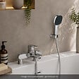 GROHE - Mitigeur baignoire mécanique Start Loop avec colonnettes Idro'Flex + Douchette 2 jets Comfort + Flexible + Support - vignette