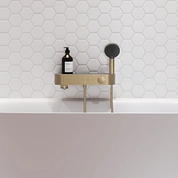 HANSGROHE - Pack mitigeur bain douche thermostatique ShowerTablet Select + Flexible Isiflex + Douchette Raindance Bronze brossé - large