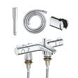 GROHE - Mitigeur baignoire thermostatique Grohtherm 800 avec colonnettes Idro'Flex + Douchette 1 jet + Flexible + Support - vignette