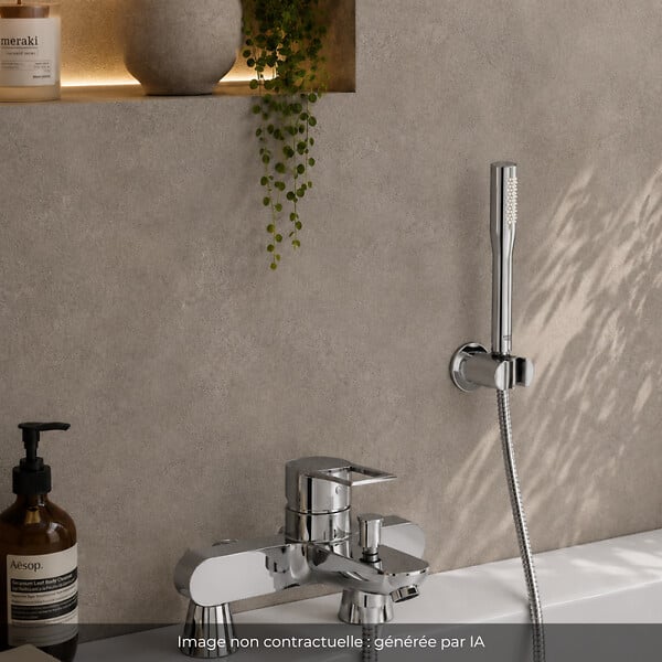 GROHE - Mitigeur baignoire mécanique Start Loop avec colonnettes Idro'Flex + Douchette 1 jet + Flexible + Support - large